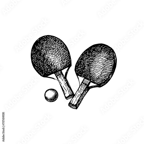 Hand drawn sketch ping pong vector illustration