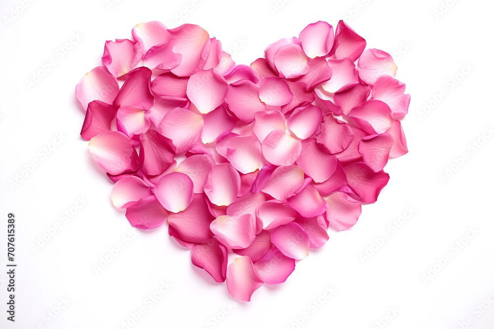 Romantic Heart Made of Pink Rose Petals