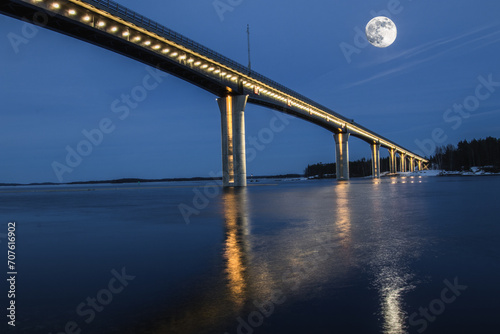 bridge lake and moon