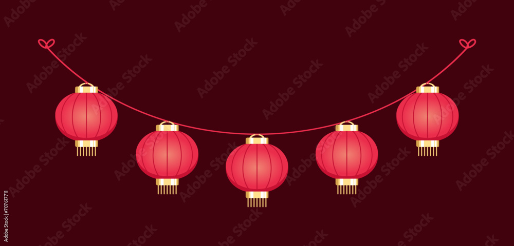 Chinese Lantern Hanging Garland, Lunar New Year and Mid-Autumn Festival Decoration Graphic Chinese Lantern Hanging Garland, Lunar New Year and Mid-Autumn Festival Decoration Graphic