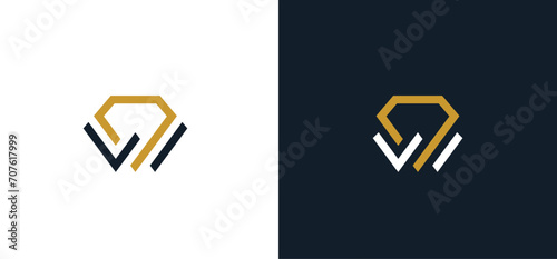 initial Letter W Diamond Logo Concept icon sign symbol Element Design. Jewellery, Gem, Jewelry Logotype. Vector illustration template