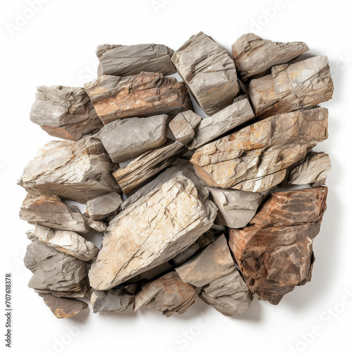 rocks stone part  on white background isolate.Generative AI Illustration