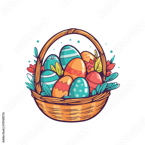 Easter eggs in basket isolated vector design