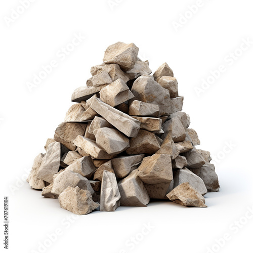 rocks stone part  on white background isolate.Generative AI Illustration
