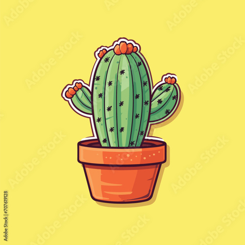 colorful cactus in a flower pot isolated vector design