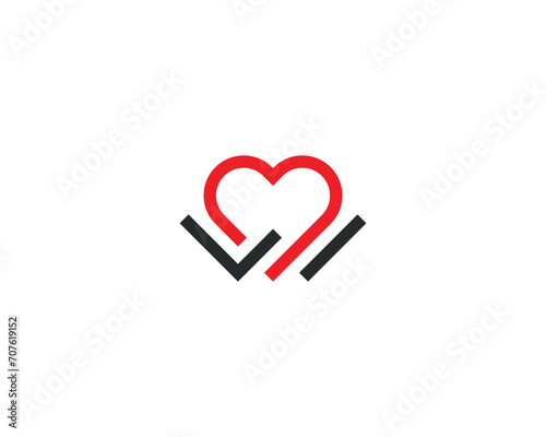 initial Letter W Heart Logo Concept icon symbol sign Design Element. Medical, Love, Health Care, Valentine's Day Logotype. Vector illustration template
