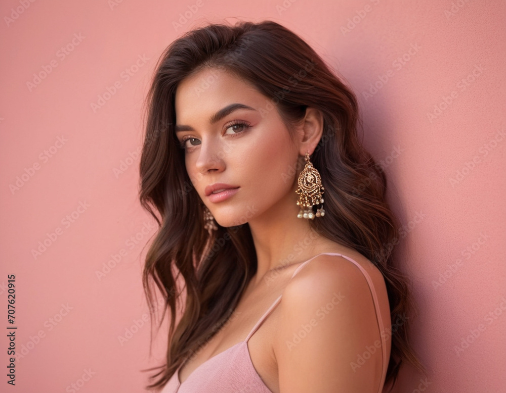 Cute young woman standing on a wall Cute young woman standing on a wall