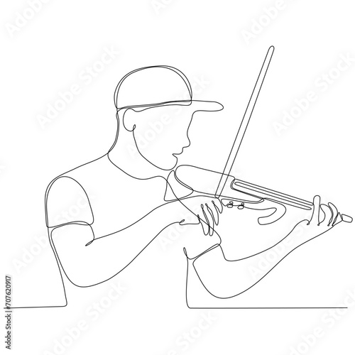 continuous line drawing man playing violin vector illustration