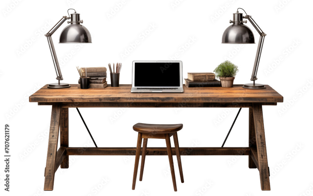 Optimize Floor Space with a Wall Mounted Desk Solution including Lamp, Stool and Laptop on White or PNG Transparent Background. Optimize Floor Space with a Wall Mounted Desk Solution including Lamp, Stool and Laptop on White or PNG Transparent Background.