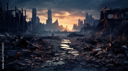 Desolate Post-Apocalyptic Urban Scene   1 devastated cityscape  decaying infrastructure  isolated remnants of civilization --ar 16 9 --stylize 250 --v 5.2 Job ID  ae47d043-a9c9-405b-ad2c-e20e32e510f1 