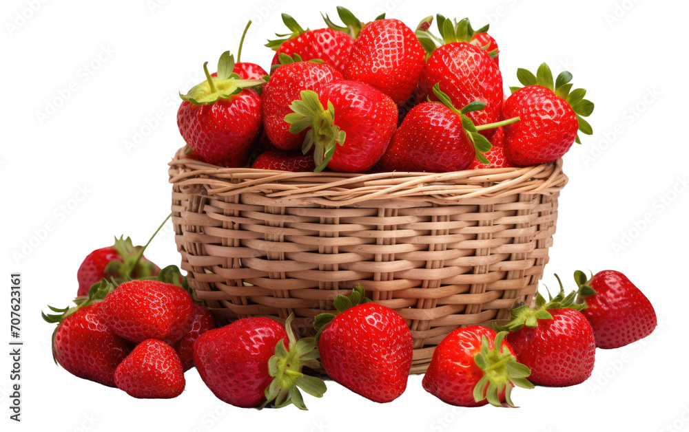 Strawberry Showcased on a Bed of Basket Weave on White or PNG Transparent Background. Strawberry Showcased on a Bed of Basket Weave on White or PNG Transparent Background.
