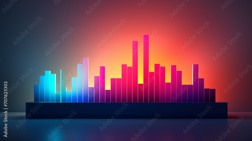 A glowing bar graph on a business-inspired gradient
