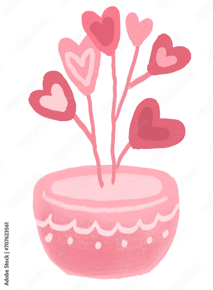 a plant in a pot with heart a plant in a pot with heart