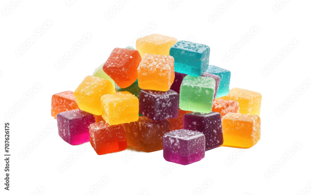 Indulge in a Tropical Symphony with Fruit Flavored Gummies Candy on White or PNG Transparent Background.
