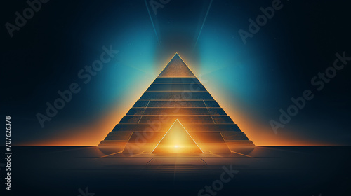 glowing pyramid on ancient mysteries gradient symbolizing history enigma timeless ideas in paper cut