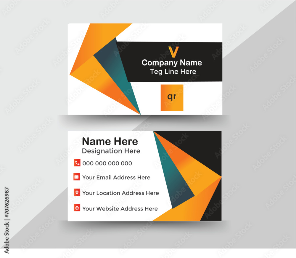 white color Geometric Shape Corporate Business card Design layout template.