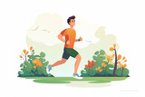 The person running in the park. Flat graphic vector illustration isolated on a white background.