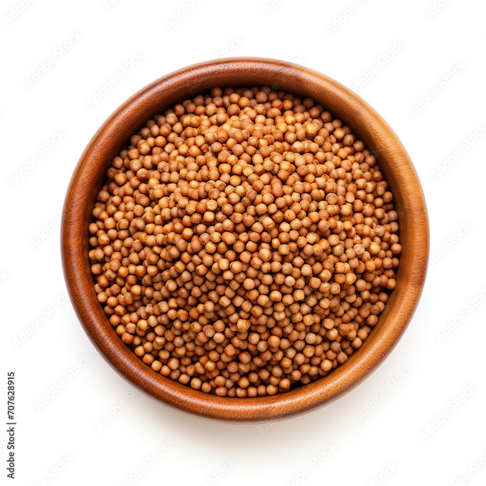 Sorghum (Jowar) in a Wooden Bowl on White Background Sorghum (Jowar) in a Wooden Bowl on White Background