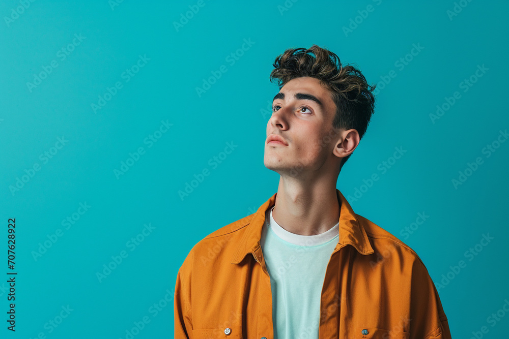 Young man in studio fashion trendy photography color background minimalistic Young man in studio fashion trendy photography color background minimalistic