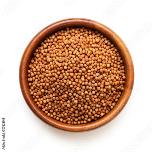 Sorghum (Jowar) in a Wooden Bowl on White Background