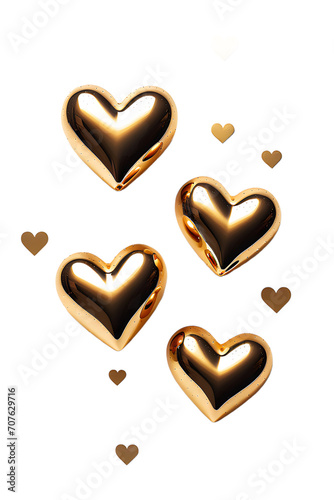 golden hearts on a white background