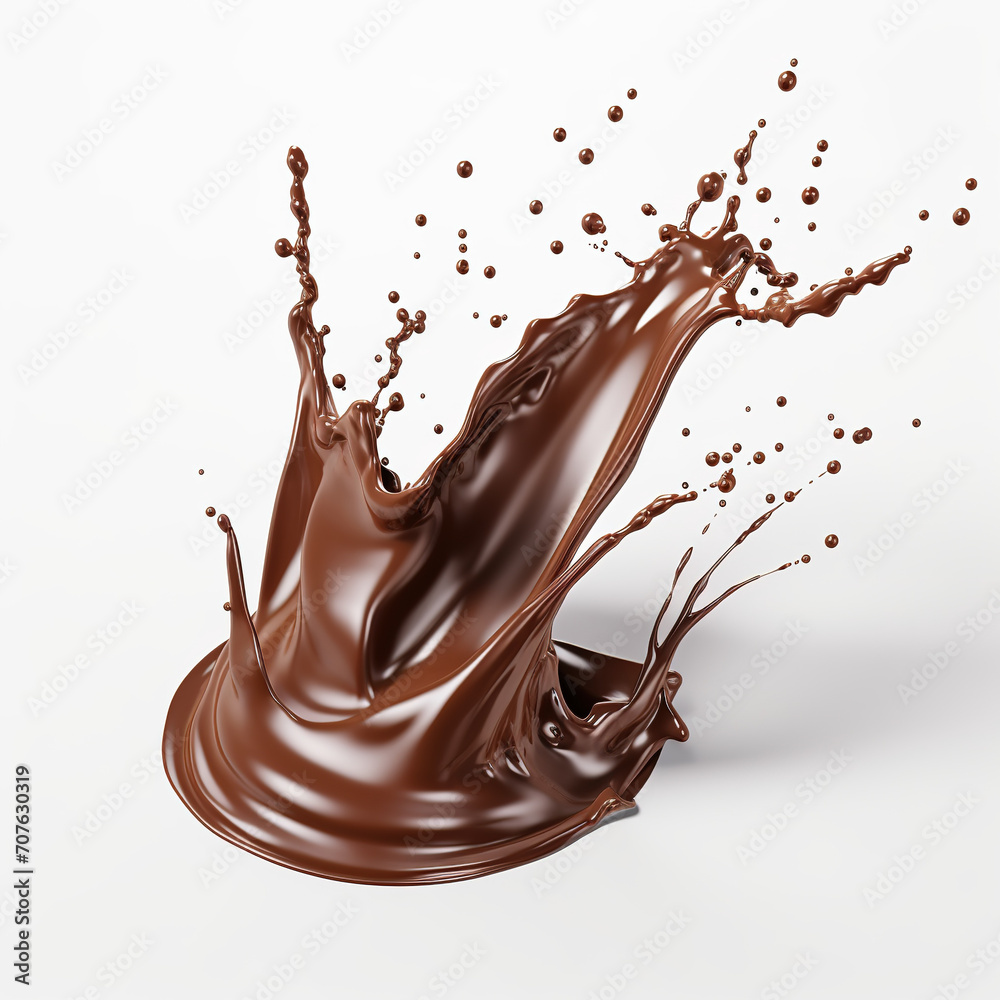 Chocolate splash with chocolate on white background Chocolate splash with chocolate on white background