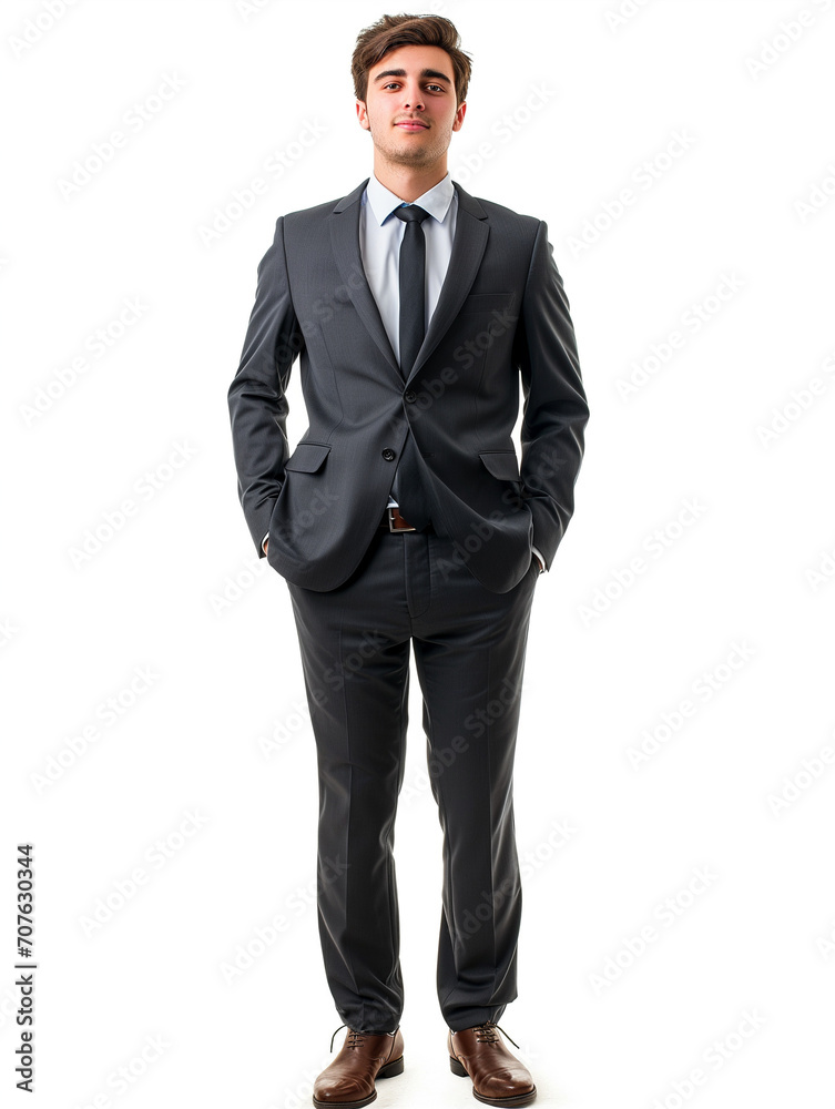 Confident Young Corporate Worker Standing in front of Isolated White Background Confident Young Corporate Worker Standing in front of Isolated White Background