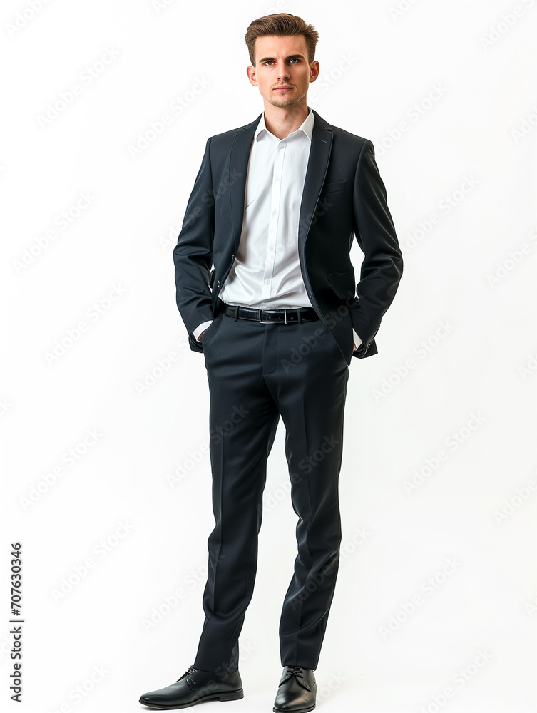 Confident Young Corporate Worker Standing in front of Isolated White Background Confident Young Corporate Worker Standing in front of Isolated White Background