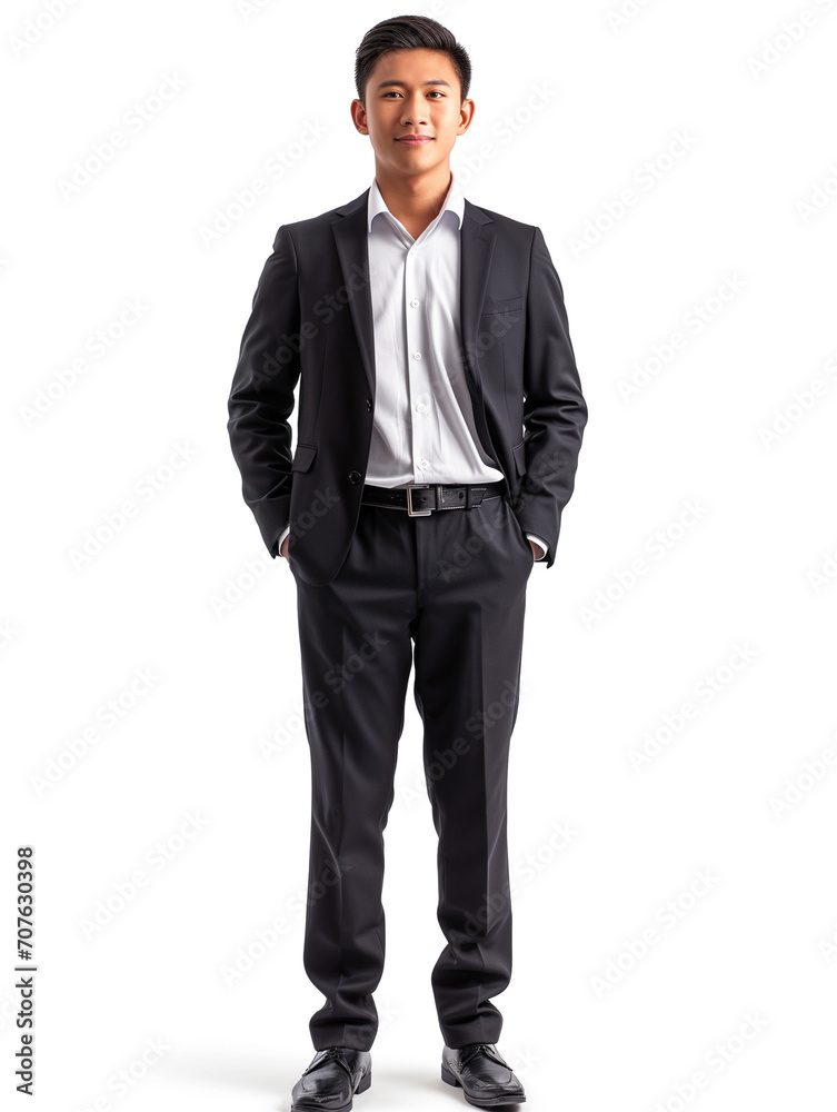 Confident Young Asian Businessman in Suit Isolated Background Confident Young Asian Businessman in Suit Isolated Background