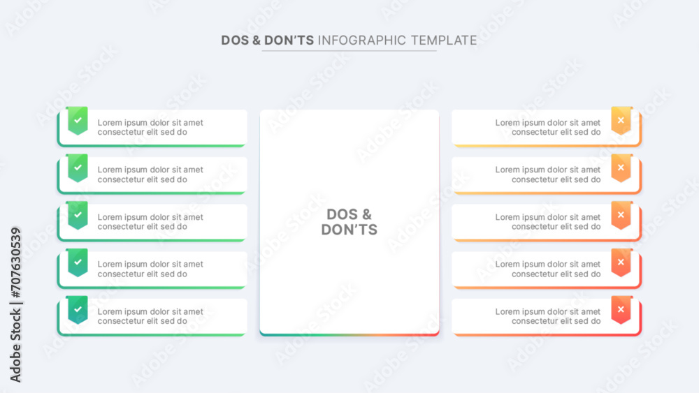 Dos and Don'ts, Pros and Cons, VS, Versus Comparison Infographic Design Template	
