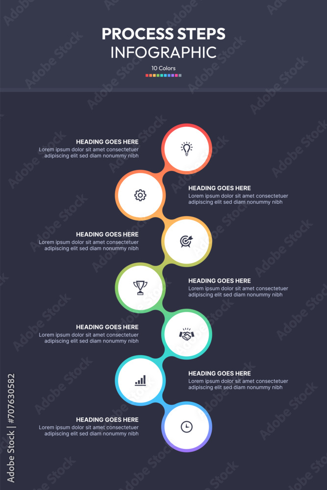 Obraz premium Process Workflow 7 Steps Modern Design Template for Infographics
