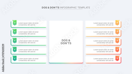 Dos and Don'ts, Pros and Cons, VS, Versus Comparison Infographic Design Template	 photo