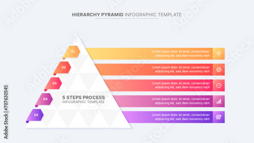 Hierarchy 3D Pyramid Five 5 Options Business Infographic Design Template	