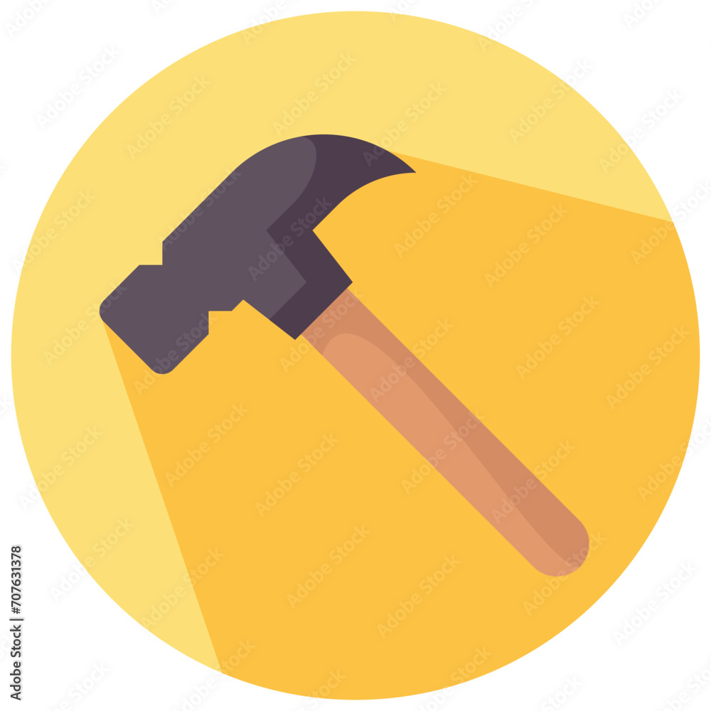 hammer round flat vector icon