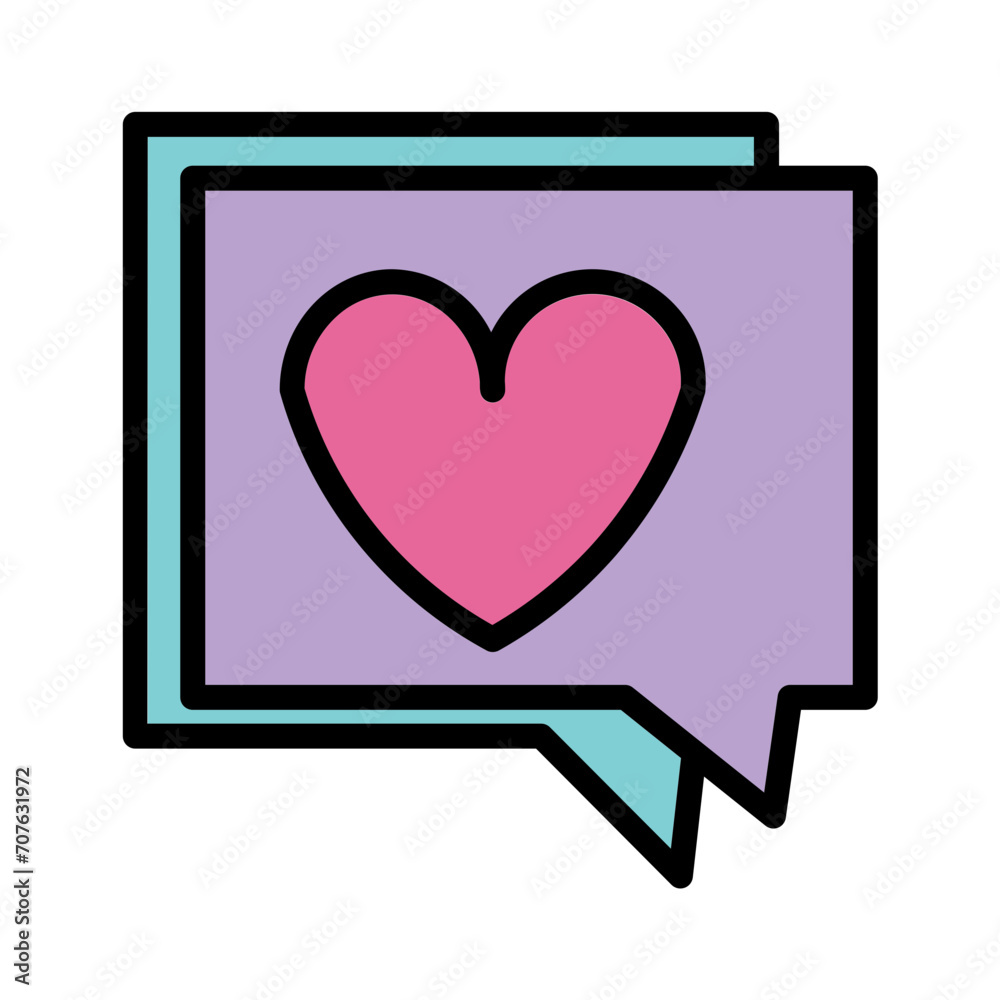 Chat Heart Love Filled Outline Icon Chat Heart Love Filled Outline Icon