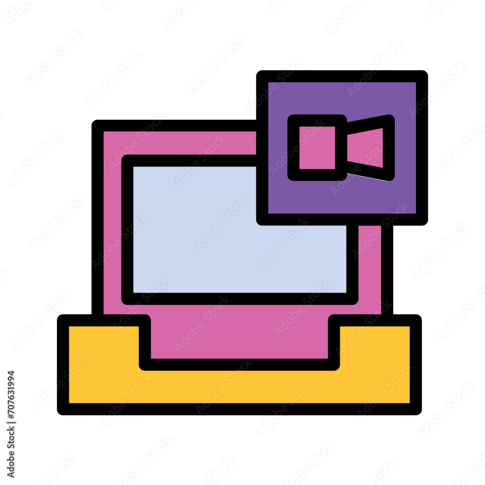 Call Meeting Monitor Filled Outline Icon Call Meeting Monitor Filled Outline Icon