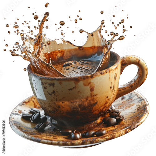 Brown Coffee Cup Isolated on Transparent or White Background, PNG