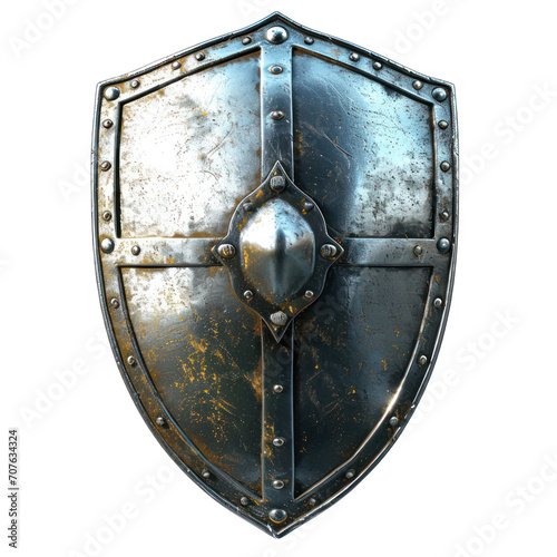 Silver Shield Defense Isolated on Transparent or White Background, PNG