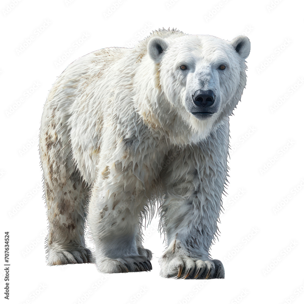 3D White Polar Bear: Wildlife Conservation Isolated on Transparent or White Background, PNG
