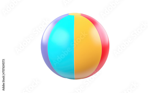 Colorful Beach Ball, A Sunburst of Colors Creating a Rainbow Palette for Beachside Fun on White or PNG Transparent Background.