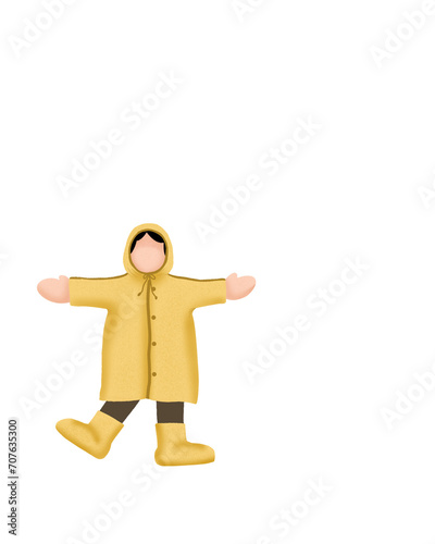Kid with yellow raincoat