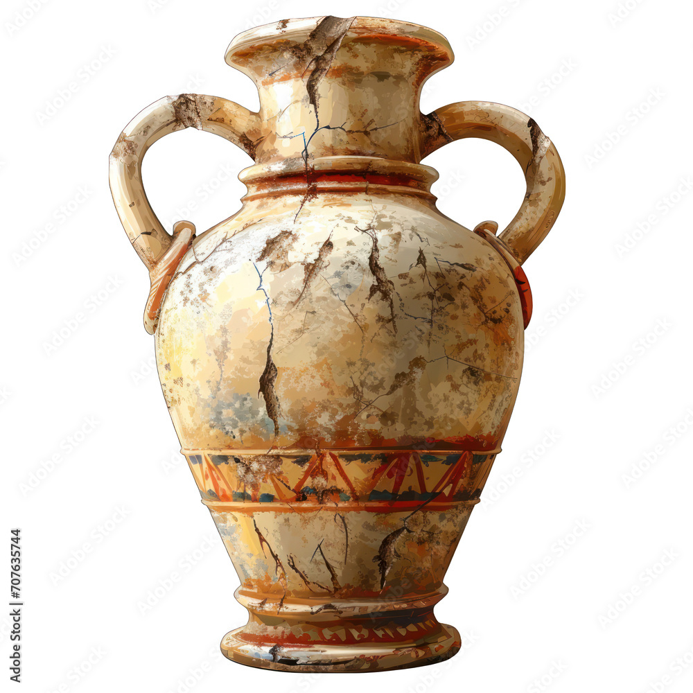 Amphora on White Isolated on Transparent or White Background, PNG