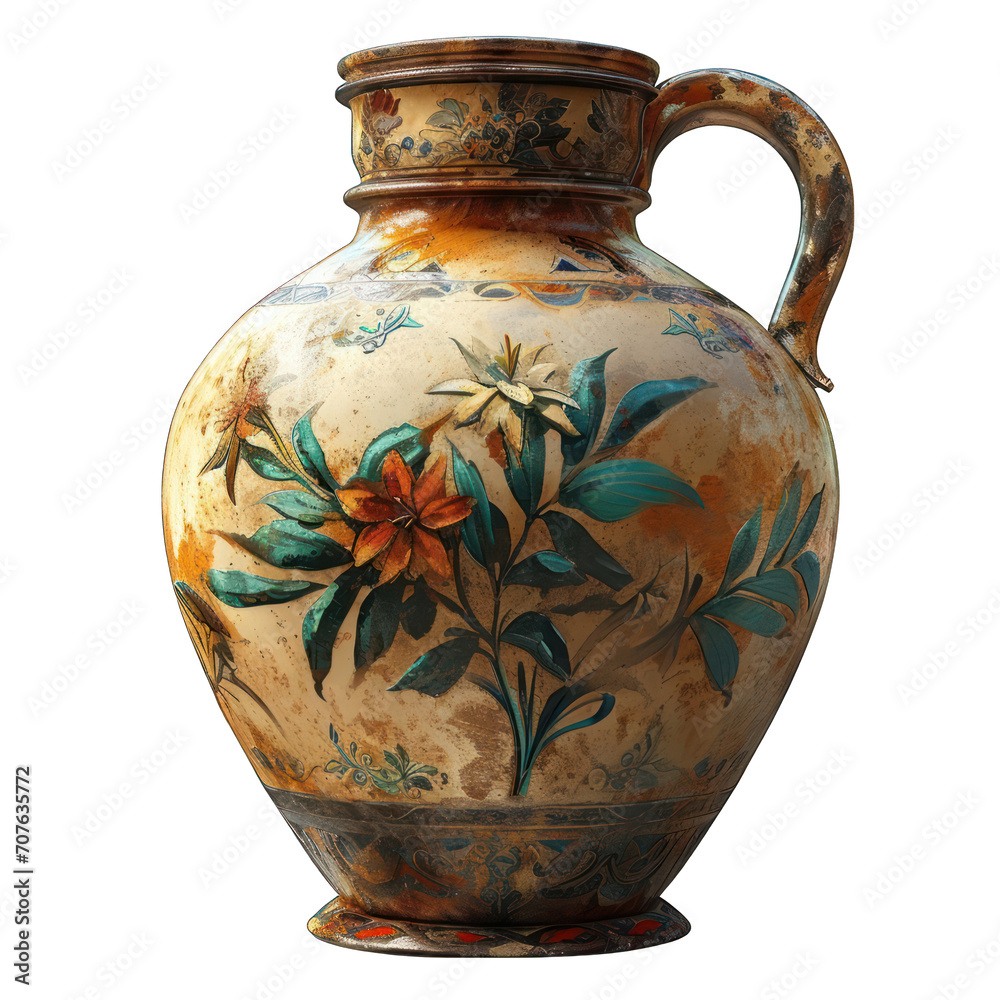 Amphora Vase Isolated on Transparent or White Background, PNG