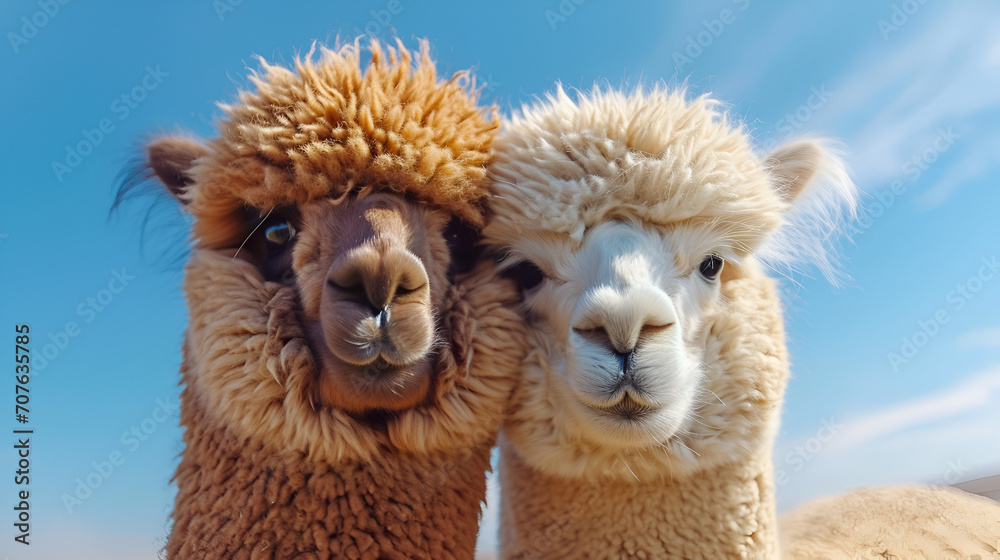 Two Alpacas With Blue Sky, World Animals Day, 