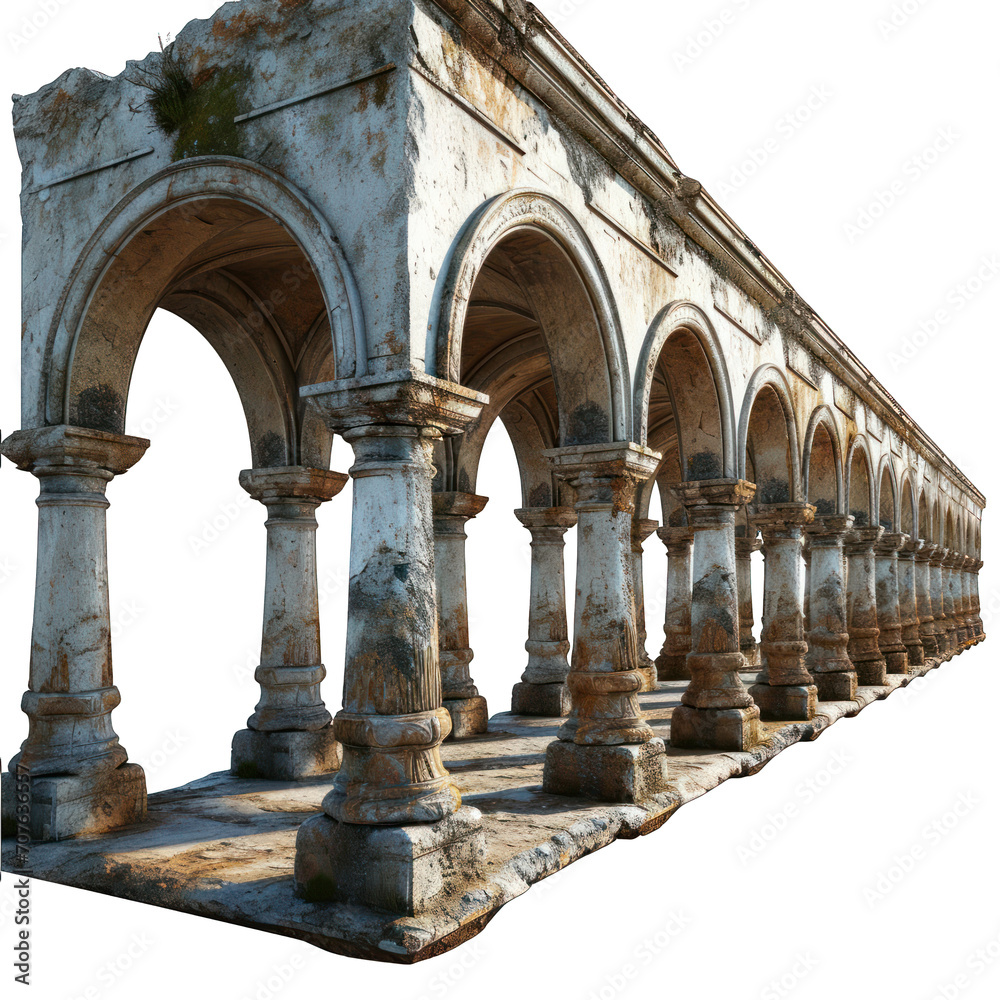 Obraz premium Aqueduct Isolated on Transparent or White Background, PNG