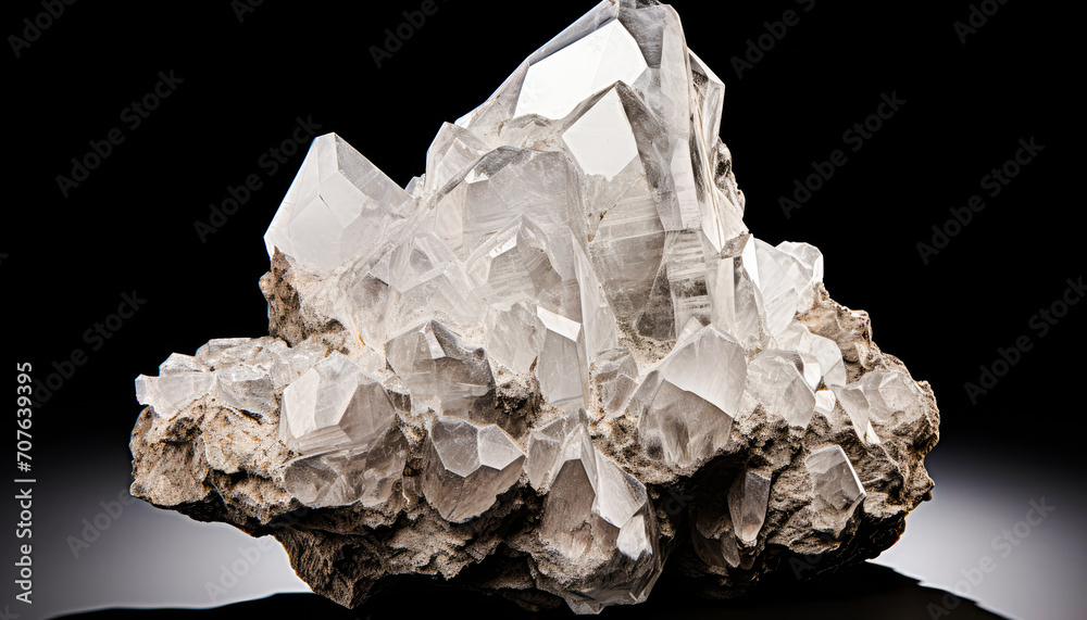 Crystal White  Stone on Black Background