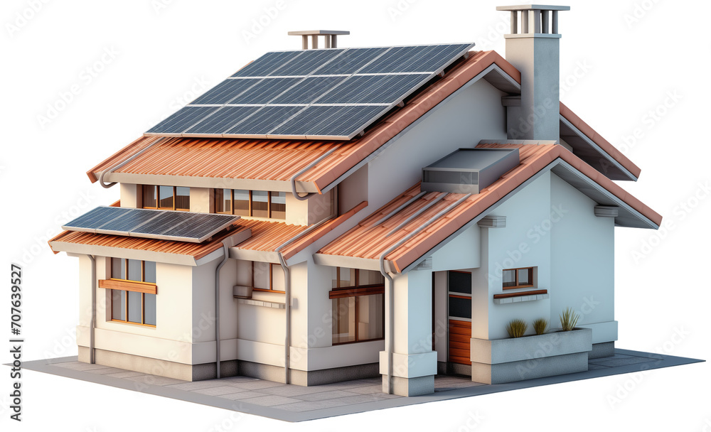 A model of a classic detached house with solar panels