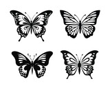 butterfly silhouette set. butterfly vector illustration. butterfly  isolated vector on white background.