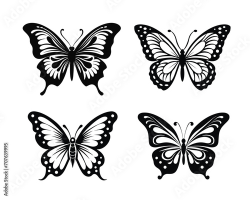 butterfly silhouette set. butterfly vector illustration. butterfly  isolated vector on white background. © Creative Designer