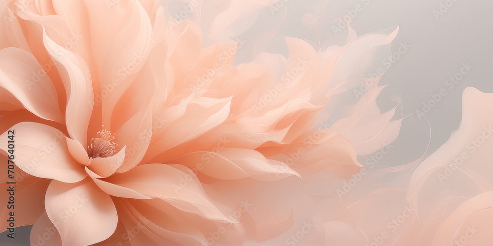 Romantic floral background,Abstract flowers of soft peach color,Greeting card,banner. Copy space